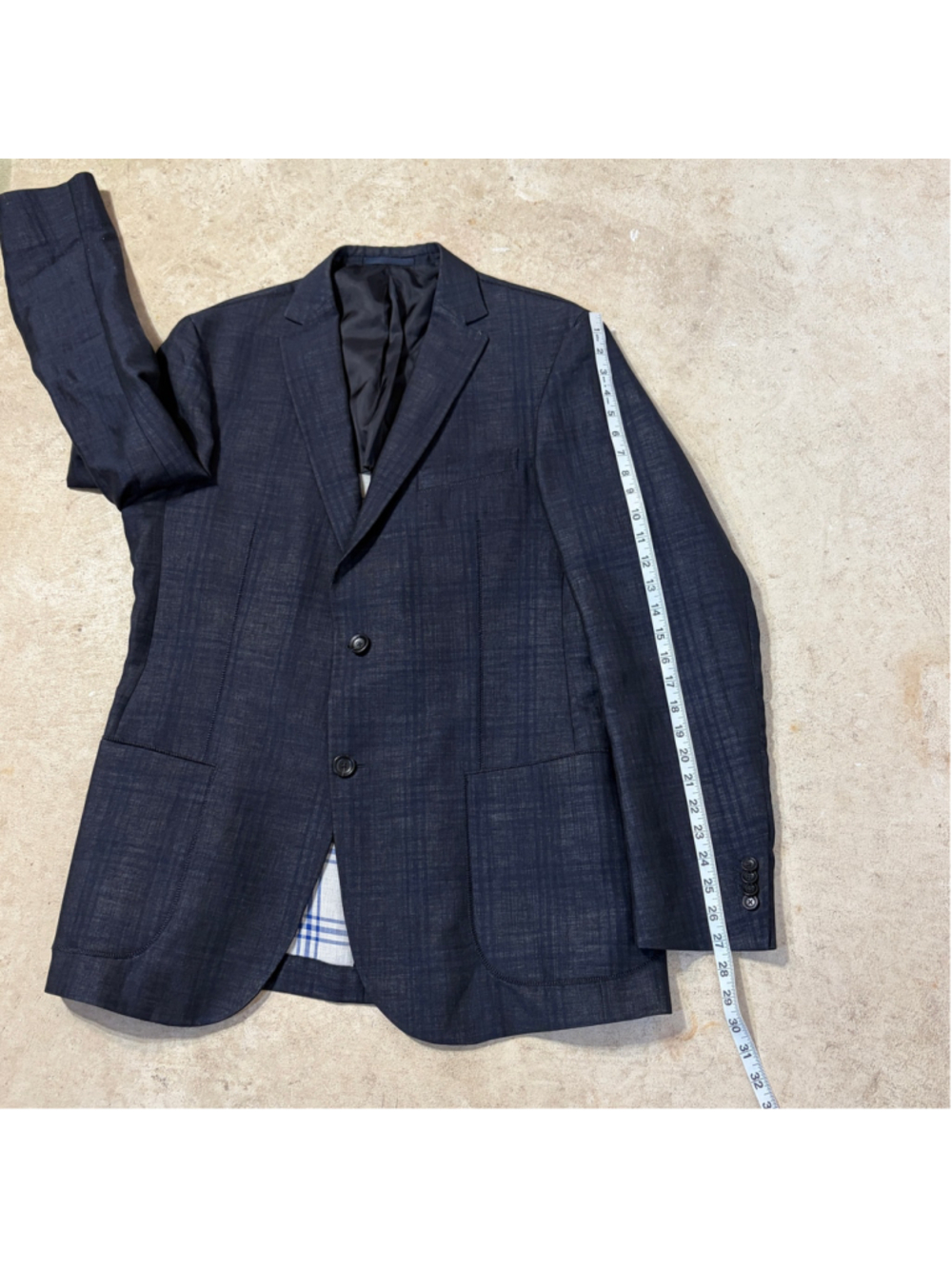 ZZegna Linen Blend Navy Blue Sport Coat Blazer 2 Button Men's Size 54L 44L - Picture 6 of 10